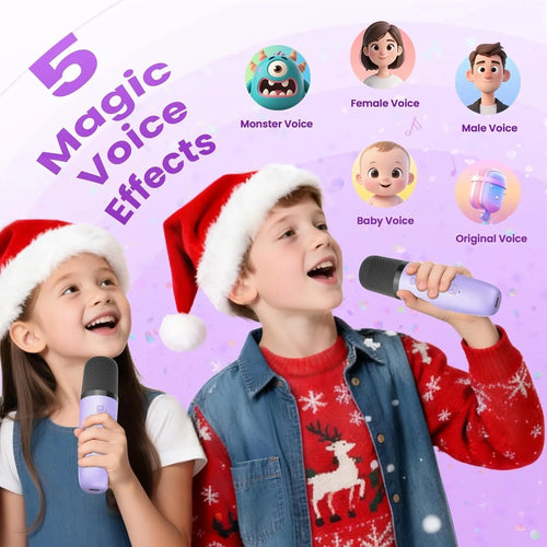 GMOX Mini Karaoke Machine with 2 Wireless Microphones for Kids Portable Bluetooth Speaker Singing Toy Best Birthday Gift