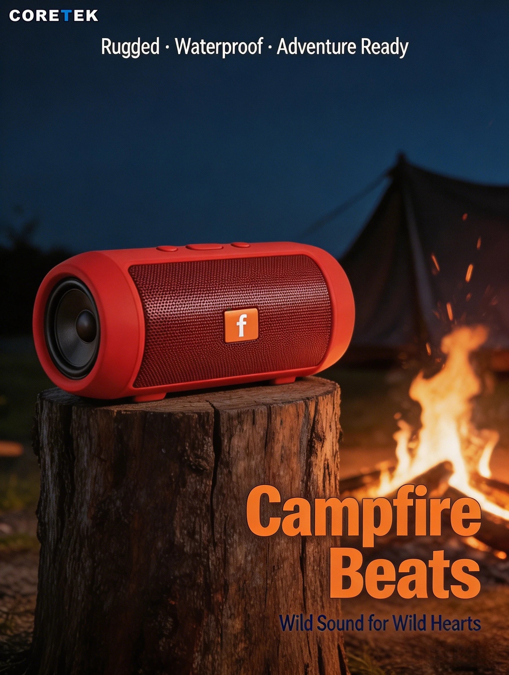 Portable Bluetooth Speaker, Stereo Surround, FM Radio, TF Card, 1200mAh Battery, 10m Range, Mini for Travel & Home
