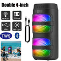 3000W Bluetooth Speaker Dual 4 inch Speaker Stereo Outdoor Portable Subwoofer 5.0 Wireless Speaker Led light Rechargeable