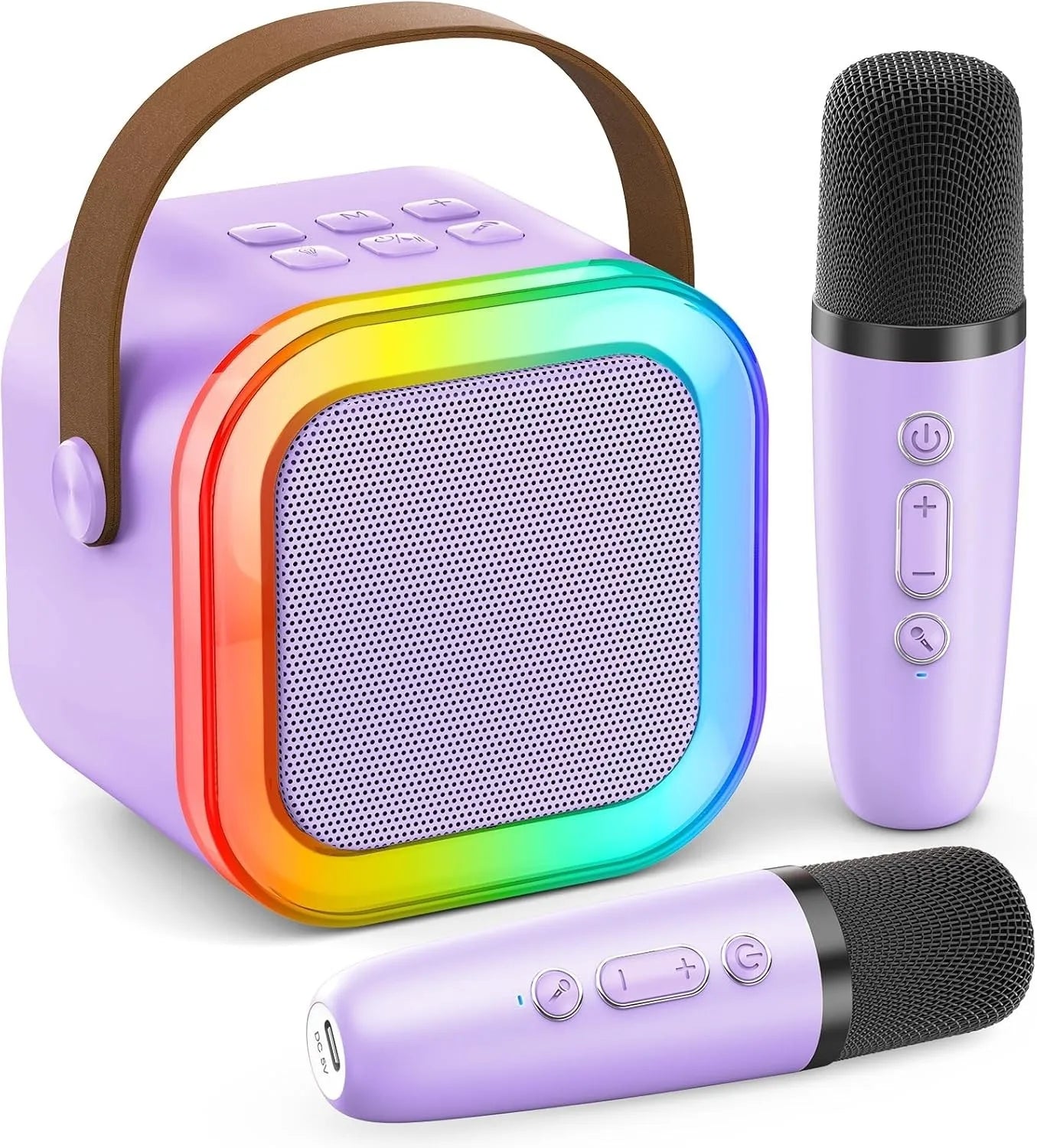 GMOX Mini Karaoke Machine with 2 Wireless Microphones for Kids Portable Bluetooth Speaker Singing Toy Best Birthday Gift