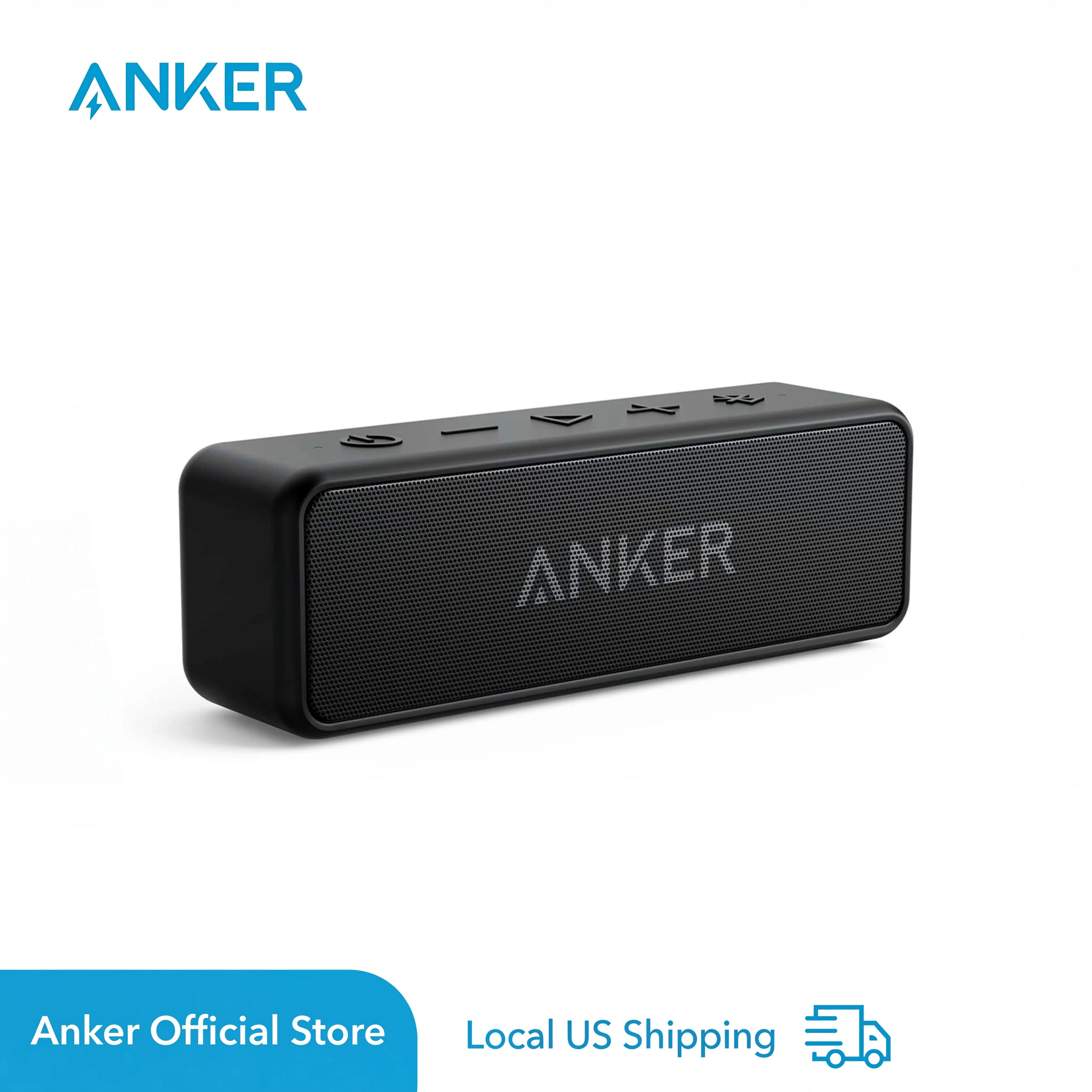 Anker Soundcore 2 Portable Bluetooth Speaker with Stereo Sound, Bluetooth 5, IPX7 Waterproof, 24-Hour Playtime (Refurbished)