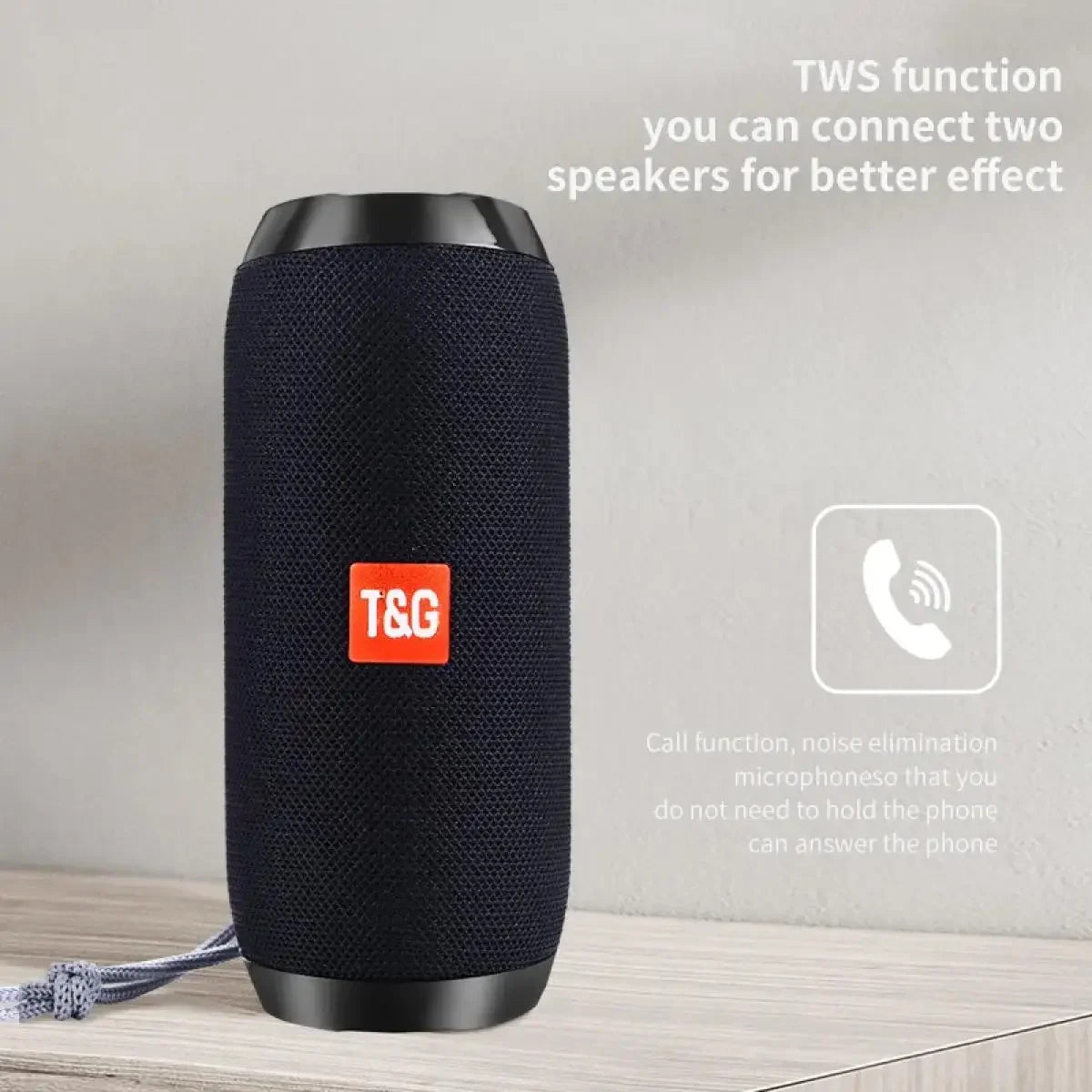 Portable Bluetooth Speaker, Wireless TWS Pairing IPX5Waterproof 1200mAh Battery TF FM Radio with Stereo Bass for Outdoor Use